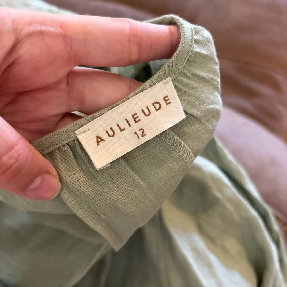 AULIEUDE Light Sage Green Button Detail Dress Women’s Size 12 - Picture 5 of 6